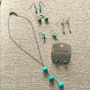 Turquoise jewelry bundle-earrings and necklace